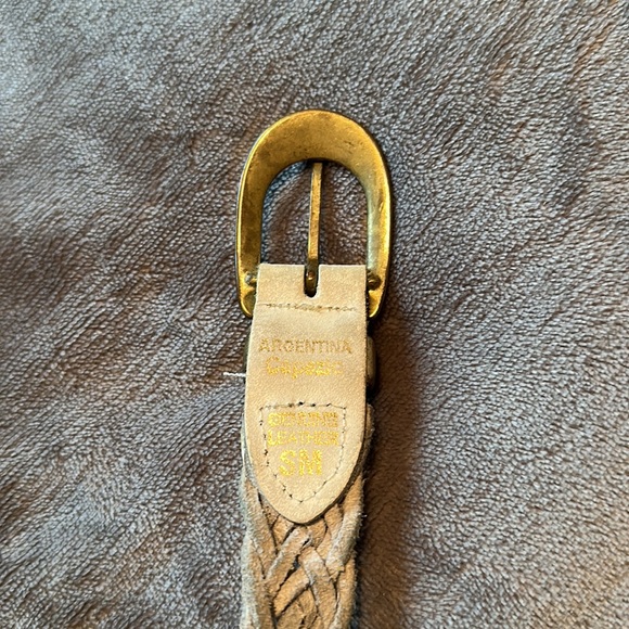 Vintage Capezio White Leather Braided Belt with Gold Buckle - Picture 2 of 3